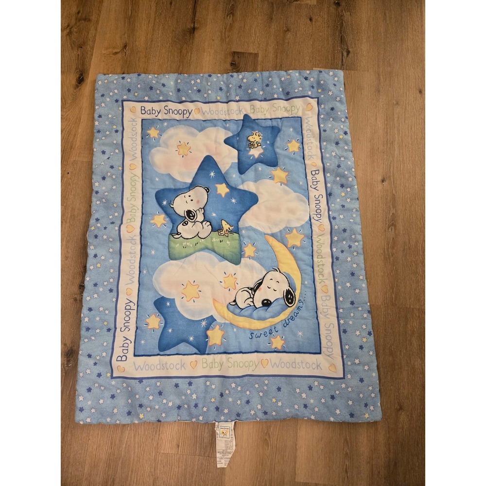 Vintage Baby Snoopy & Woodstock Bedtime Originals Comforter Blanket  Crib Size - Picture 2 of 3